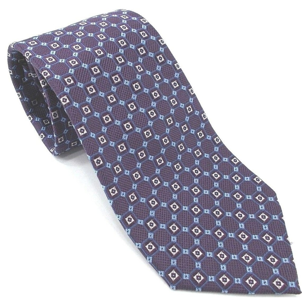 Jos A Bank Executive Collection Purple Blue Design 100% Silk Neck Tie T13802